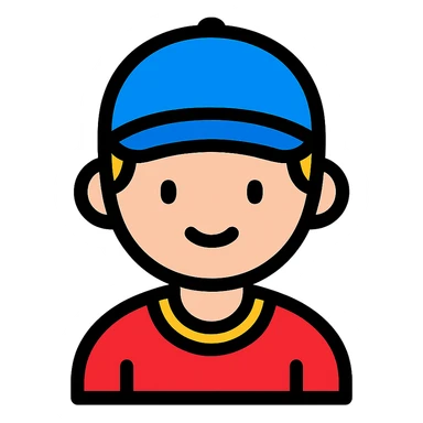 boy wearing a hat, color outline icon style sticker