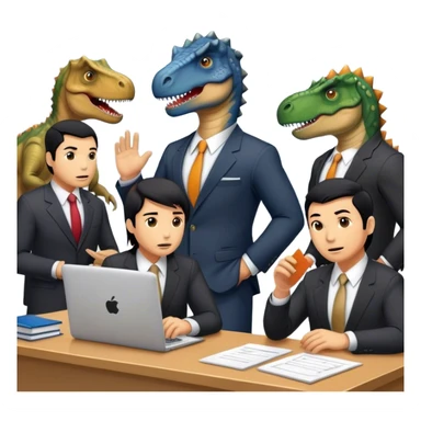old dinosaurs working in an office sticker