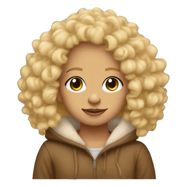 Curly blonde hair with fuzzy teddy bear hoodie  sticker