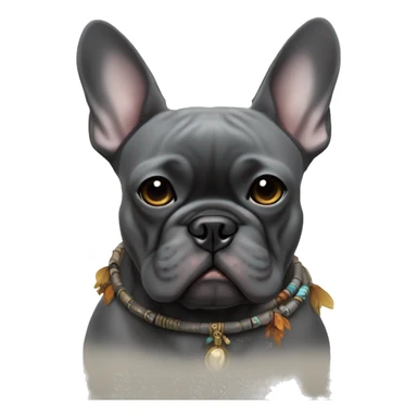 dark gray french bulldog shamanism sticker