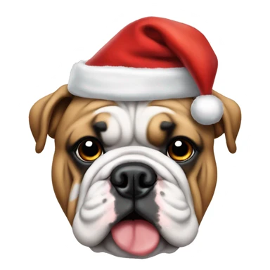 English bulldog with santa hat sticker