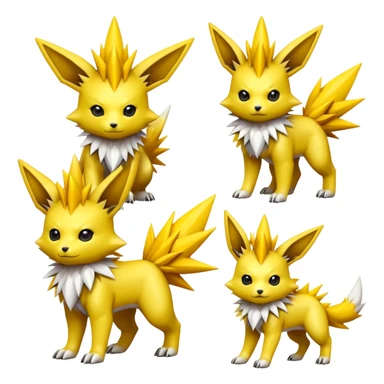 Cute Shiny Jolteon-Greymon-Renamon-Fakémon-hybrid-creature (full body)  sticker