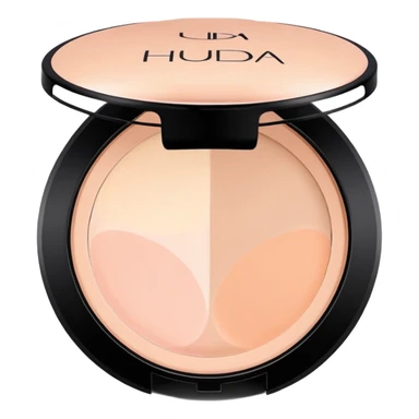 Clean, aesthetic emoji of Huda Beauty loose powder, soft glam vibe, pastel tones, makeup icon style, high quality. sticker
