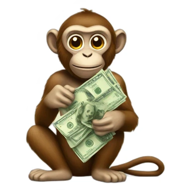 Monkey with money sticker