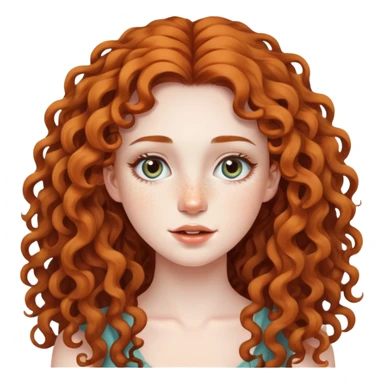Attractive girl with extremely long curly hair and many freckles on her face sticker