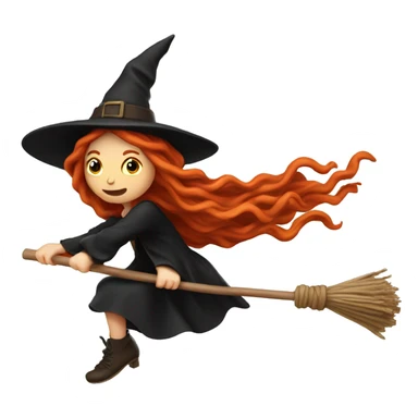 Redhead dreadlocks witch flying on broom sticker