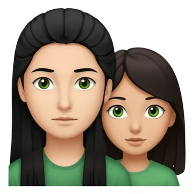  chico pelo negro con ojos grises junto a una chica con pelo castaño largo y ojos verdes sticker