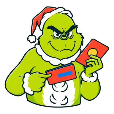 Grinch with credit cards sticker