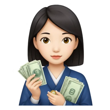 Hot Asian girl with money  sticker