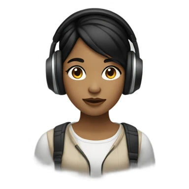 girl with medium light skintone and black hair listening to music sticker