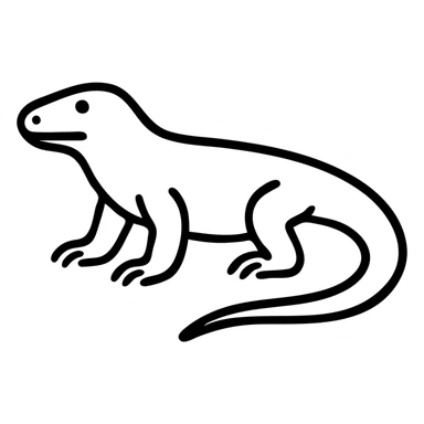 An outline of a komodo dragon with its distinctive reptilian features and long tail sticker