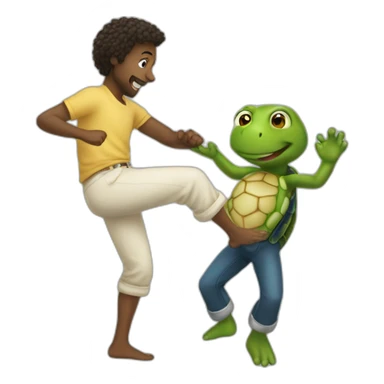 White men dansing with Marins turtle sticker