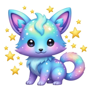 Cute adorable kawaii colorful pastel nebula fantasy animal hybrid Fakemon full body sticker