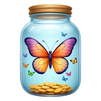 A translucid butterfly traped in a jar sticker