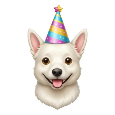 A White belgian dog wearing a party hat.   sticker