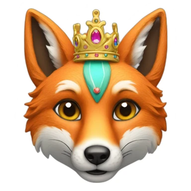 Un renard avec une couronne multicolore sticker