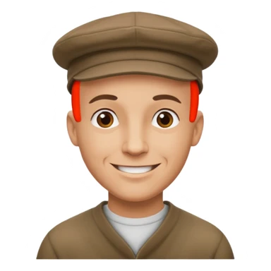 a bald man wearing a old english style cap looking really hopeful sticker