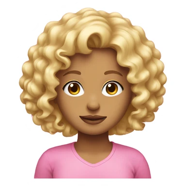 blonde curly girl wearing a pink top sticker