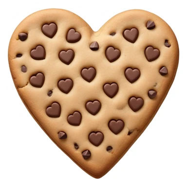 Realistic heart shaped chocolate chip cookie isolated.  sticker