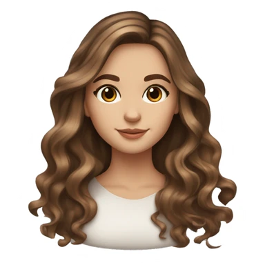 White girl brown eyes with long wavy brown hair with brown highlights balayage reading book sticker