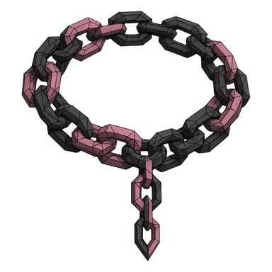 BLACKPINK-inspired gothic chain, no hearts, geometric and edgy, black and pink color scheme sticker