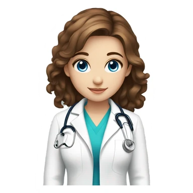 beautiful girl with brown hair blue eyes doctor sticker