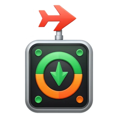 A control system with an arrow that can move between green, orange and red. sticker