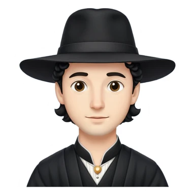 Man emoji with black hat and side curls, resembling a traditional Hasidic Jewish man. sticker