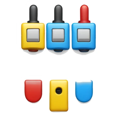 An emoji design featuring three toggle switches. Each switch is distinctly colored: one blue, one yellow, and one red.  sticker