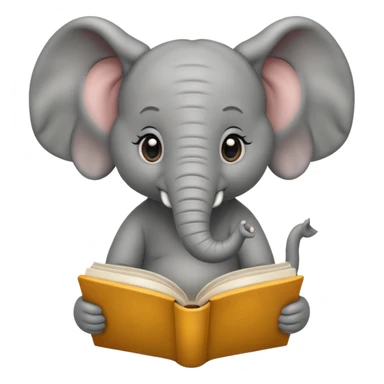 baby elephant with a book sticker