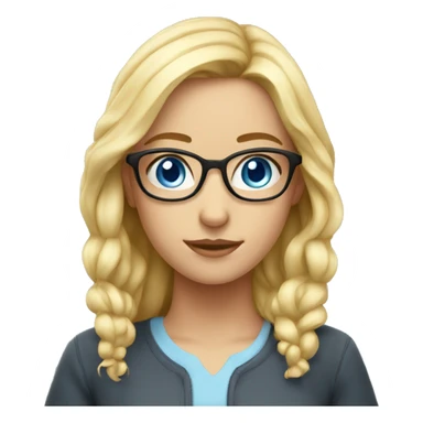 girl nerd blue eyes blond sticker