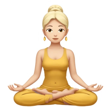 woman in lotus position meditating, yellow skin tone, minimal background sticker