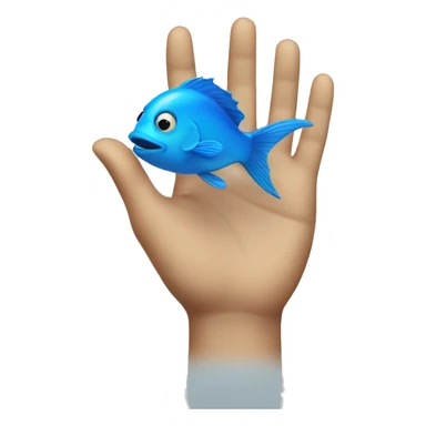 one hand touches the blue fish sticker