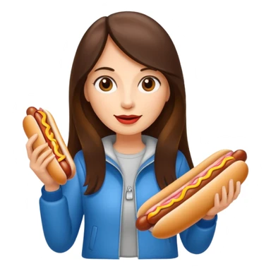 tourist brunette long hair woman holding hot dog sticker