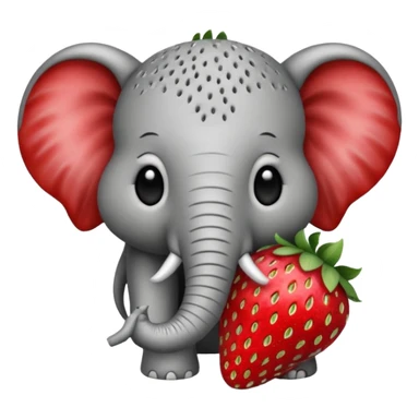 Make a  black and white strawberry elephant sticker