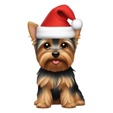 Yorkie with Santa hat sticker
