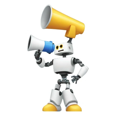 robot holding a megaphone sticker