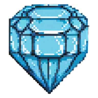 blocky pixelated Minecraft diamond emoji, less realistic sticker