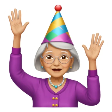 Old lady hands up raise the roof dancing  sticker