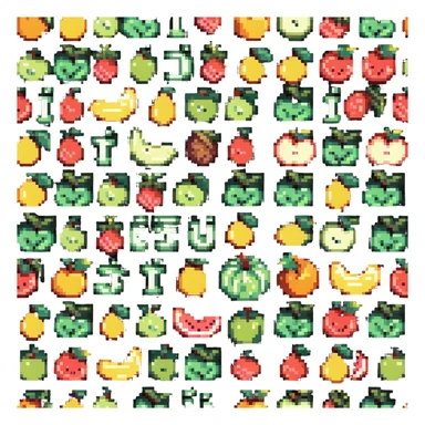 pixel art numbers with fruit elements sticker