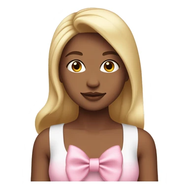 Blonde girl with straight hair, pink crop top and a white bow in hair sticker