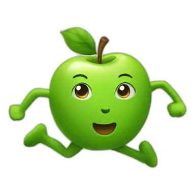 little green apple running  sticker