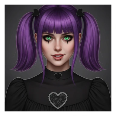 goth profile picture with a heart accent, cute, expressive, minimal, variation 2 sticker