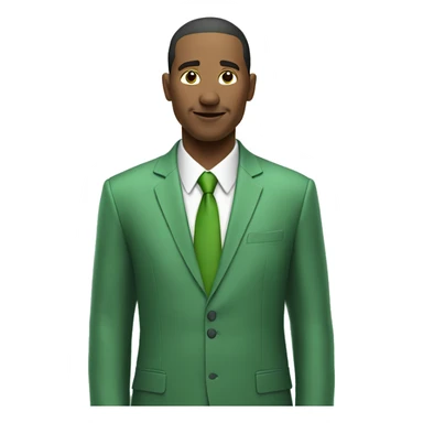 A man is standing on a white background. He is wearing a green suit and tie. His head is replaced with a network of interconnected nodes and lines, symbolizing a network. sticker