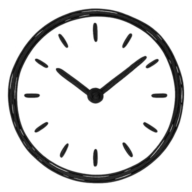 hand drawn outlined icon of a pink clock, no fill, thick lines sticker