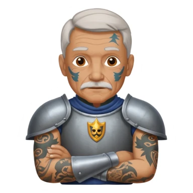 elderly tattooed knight, tattooed shoulder sticker