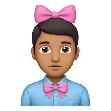 indian man with pink bow and shirt that says 67 sticker