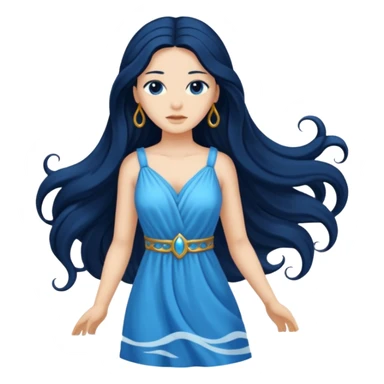 Salacia, Salt Water Goddess from Rome Mythology with long black hair, blue outfit sticker