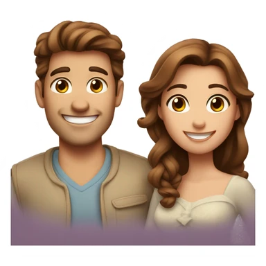smiling couple with brown hair Disney  sticker