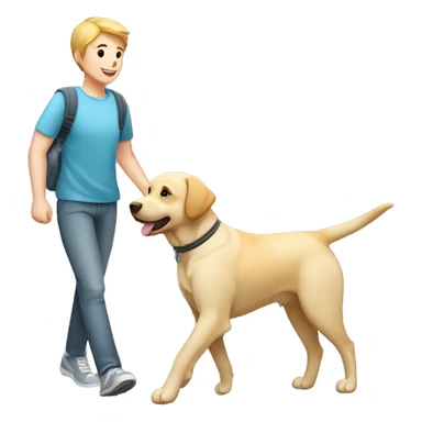 Labrador dog walking with his owner sticker